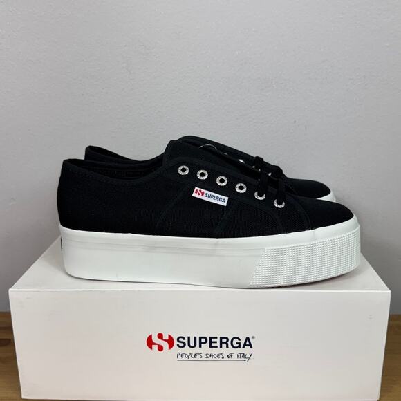 New Superga 2790 Platform Sneakers in Black Women's Size 9.5 - Picture 5 of 9